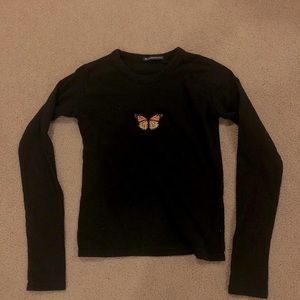 Long Sleeved Brandy Melville Butterfly Top